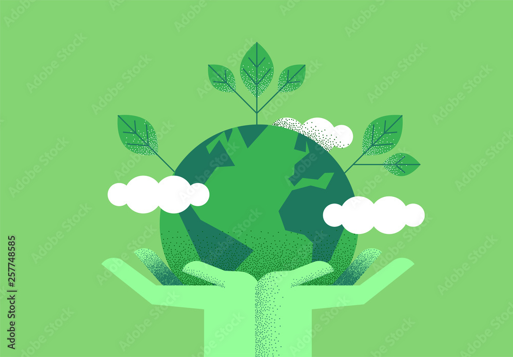 Hands holding planet earth for environment care - obrazy, fototapety, plakaty 