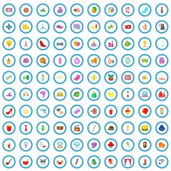 Poster - 100 movie making icons set in cartoon style for any design vector illustration