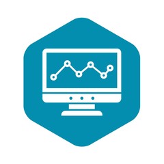 Poster - Graph in computer screen icon in simple style isolated on white background