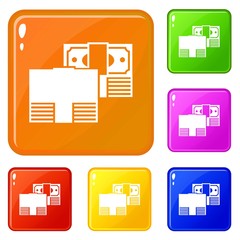 Poster - Finance money icons set collection vector 6 color isolated on white background