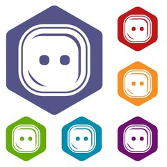 Poster - Craft button icons vector colorful hexahedron set collection isolated on white