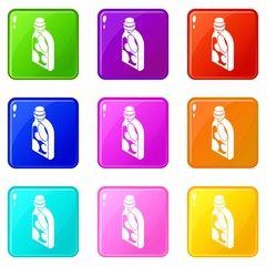 Wall Mural - Washing conditioner icons set 9 color collection isolated on white for any design