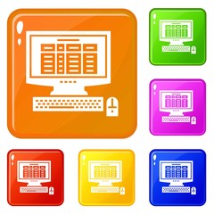 Poster - Finance calculator icons set collection vector 6 color isolated on white background