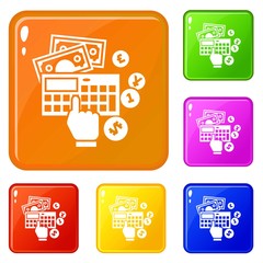 Poster - Accounting calculator icons set collection vector 6 color isolated on white background