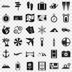 Poster - Hiking icons set. Simple style of 36 hiking vector icons for web for any design