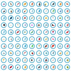 Poster - 100 musical icons set in isometric 3d style for any design vector illustration