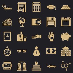 Poster - Borrowing icons set. Simple set of 25 borrowing vector icons for web for any design