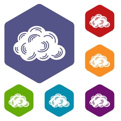 Poster - Cloud icons vector colorful hexahedron set collection isolated on white