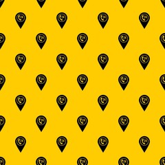 Poster - Map pointer with phone handset sign pattern seamless vector repeat geometric yellow for any design