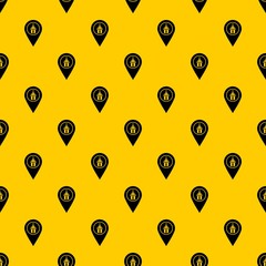 Poster - Map pointer with church, cathedral or temple sign pattern seamless vector repeat geometric yellow for any design