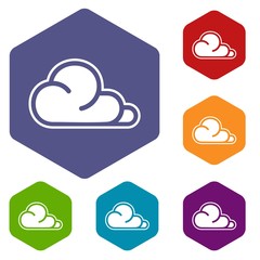 Poster - Concept cloud icons vector colorful hexahedron set collection isolated on white