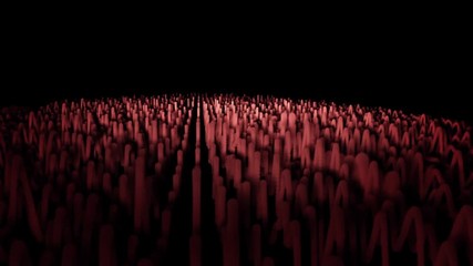 Poster - Abstract colorful gradient animation on a blackbackground. Motion of red geometric patterns, which flow like a wave.
