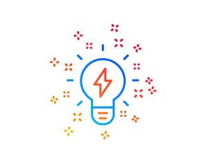 Inspiration line icon. Creativity light bulb with lightning bolt sign. Graphic art symbol. Gradient design elements. Linear inspiration icon. Random shapes. Vector