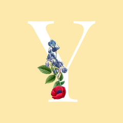 Poster - Floral styled letter Y typography