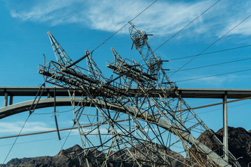 Hoover Dam In Nevada generating electricity.