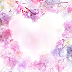 Wall Mural - Abstract floral backdrop of purple flowers with soft style.