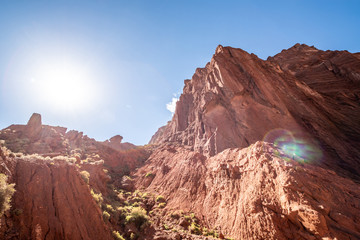 Canvas Print - Tianshan Mysterious Grand Canyon entrance Xinjiang Uygur Zizhiqu China ，Sandstone formations in Utah USA  