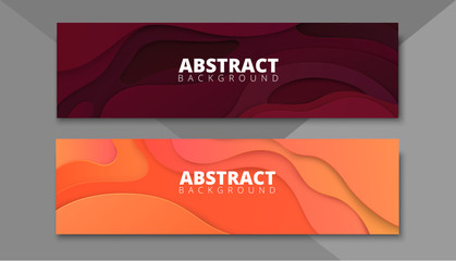 Wall Mural - Set of abstract colorful banners with geometric pattern.