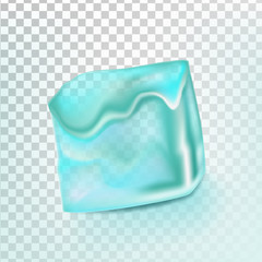 Canvas Print - Ice Cube Isolated Transpatrent Vector. Clean Cold Crystal Icon. Shiny Coctail Element. Realistic Illustration