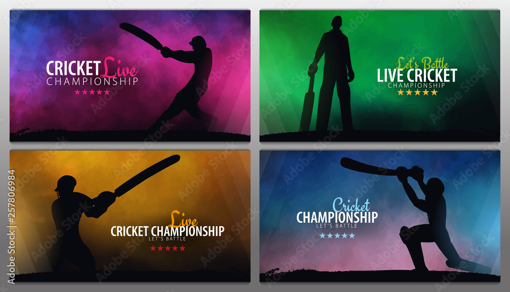 Cricket Championship banner or poster, design with players and bats ...