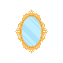 Antique mirror on white background. Vector illustration.