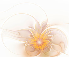 Yellow Fractal Flower On A White Background. Fantasy