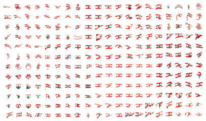 very big collection of vector flags of the Lebanon