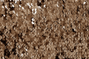 Wall Mural - Glittering sequin texture in brown tone.