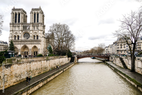 Plakat Katedra Notre Dame de Paris, zdjęcie z pięknym widokiem na panoramę Paryża