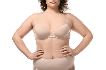 Sticker - plus size woman in underwear on white background