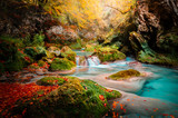 rio y cascada del parque natural del rio urederra en navarra