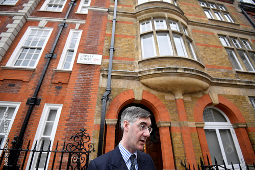 Jacob Rees Mogg Leaves His Home As He Walks Towards The Millbank