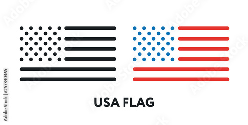 Usa Flag National Minimal Flat Line Dot Vector Icon Buy This