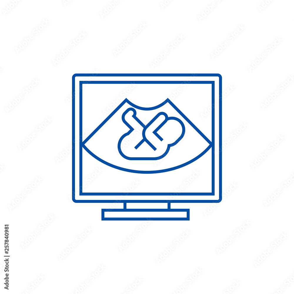 Ultrasound baby line concept icon. Ultrasound baby flat vector website ...