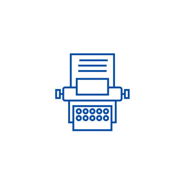 Type writer line concept icon. Type writer flat  vector website sign, outline symbol, illustration.