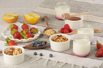 Series about granola, berry and greek yogurt suitable for a healthy breakfast, snack or dessert.