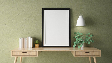 mock up poster frame with interior background, 3D render