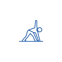 Wall Mural - Yoga man line concept icon. Yoga man flat  vector website sign, outline symbol, illustration.