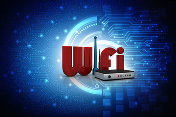 Poster - 3d rendering Transmitter WiFi