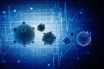 Wall Mural - 3d rendering Virus bacteria cells background