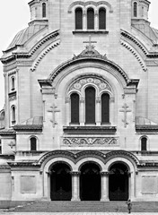 Wall Mural - Main entrance with rich ornaments of St. Alexander Nevsky orthodox Cathedral in the center of Sofia, capital of Bulgaria with steps and arches