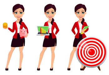 Sticker - Businesswoman cartoon character. Beautiful woman