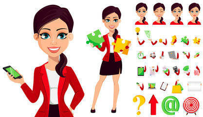 Sticker - Businesswoman cartoon character. Beautiful woman