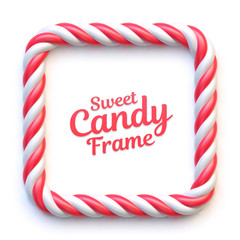 Wall Mural - Candy cane square frame on white background