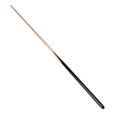 Wall Mural - wooden cue for billiards with a black handle, on a white background