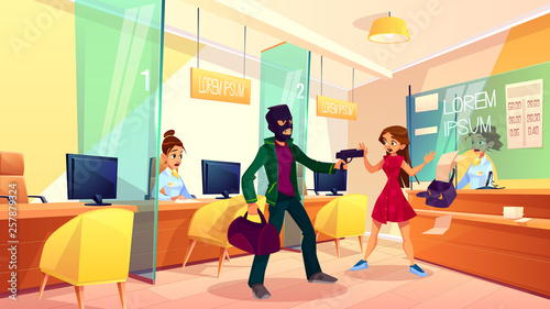 Bank Robbery Cartoon Vector Concept Male Robber In Face