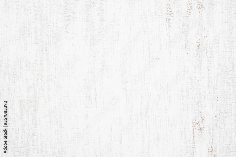 White painted wood texture seamless rusty grunge background, Scratched white paint on planks of wood wall. - obrazy, fototapety, plakaty 