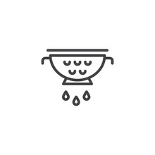 Kitchen Colander Line Icon. Linear Style Sign For Mobile Concept And Web Design. Pasta Food Strainer Outline Vector Icon. Kitchen Utensils Symbol, Logo Illustration. Pixel Perfect Vector Graphics