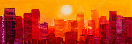 Artistic painting of skyscr...