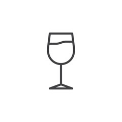 Sticker - Wine glass line icon. linear style sign for mobile concept and web design. Glass of wine outline vector icon. Bar symbol, logo illustration. Pixel perfect vector graphics